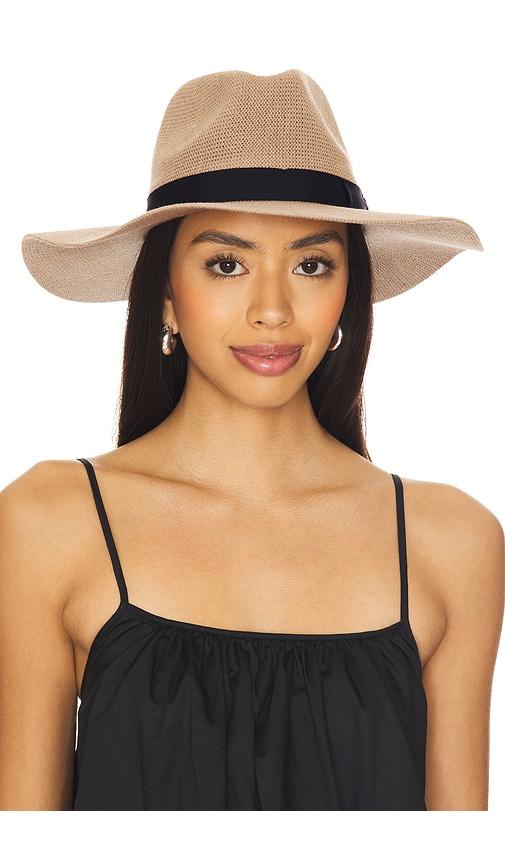 brixton lyons knit packable hat in tan.