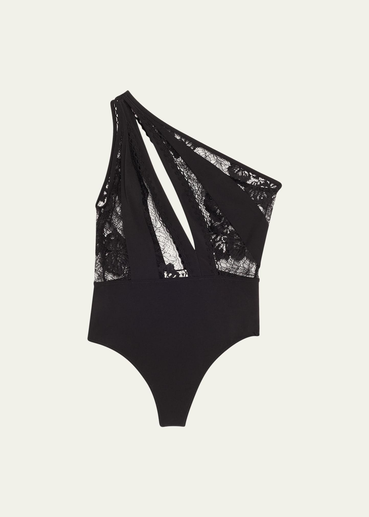 broadway cutout microfiber and lace bodysuit