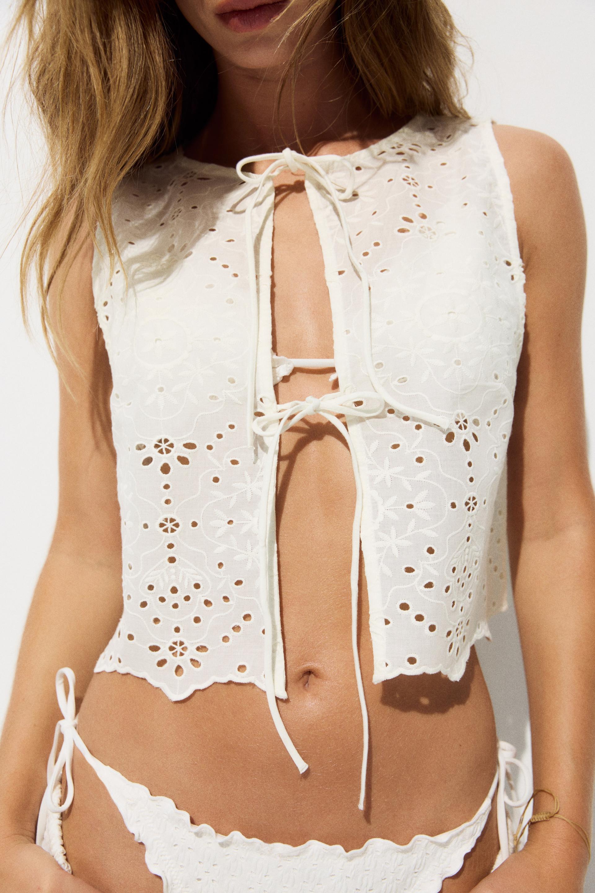 broderie anglaise beach top