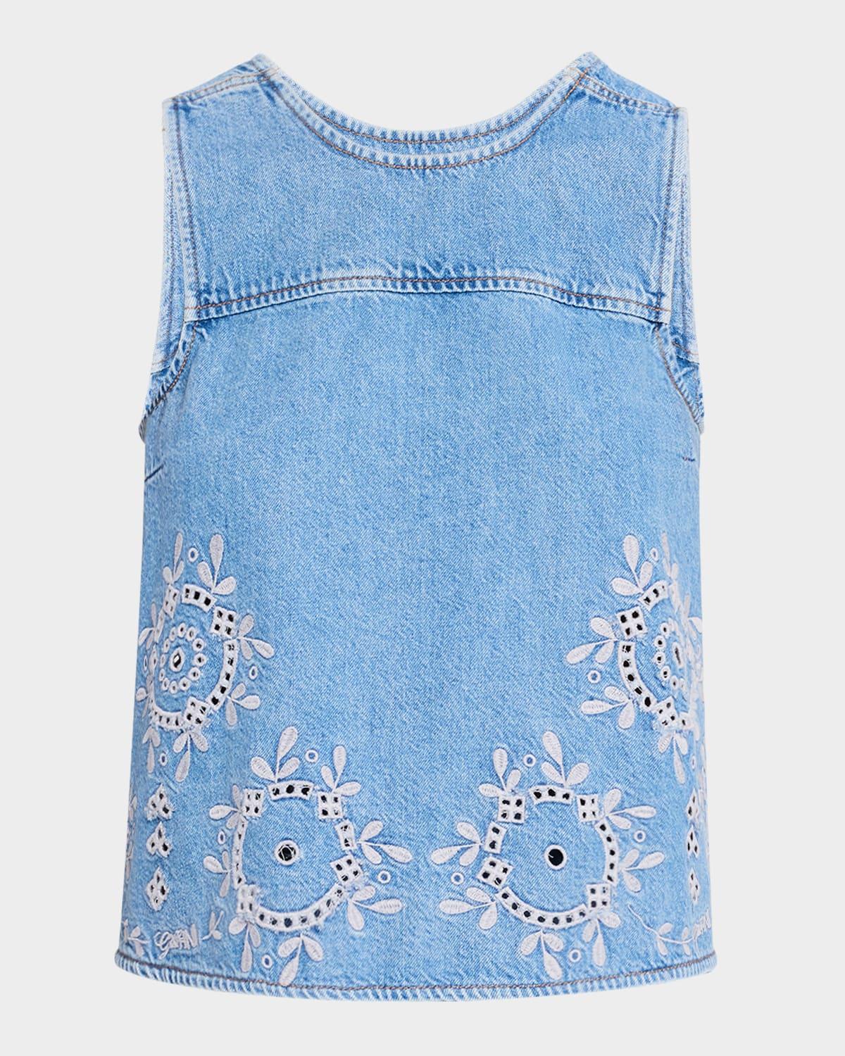broderie anglaise denim top