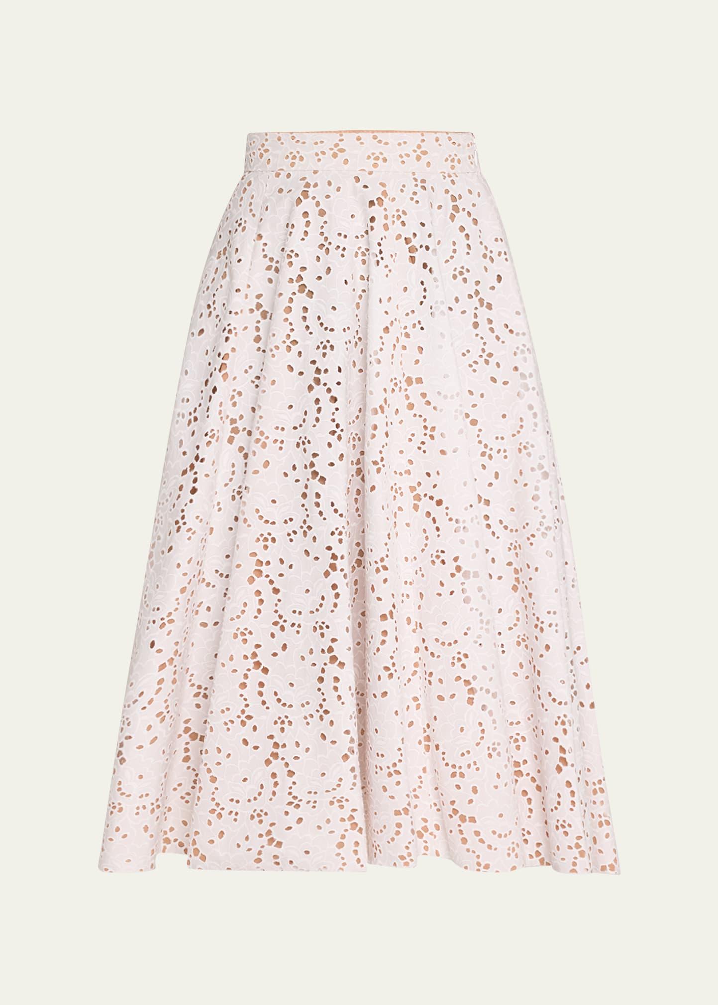 broderie anglaise midi circle skirt