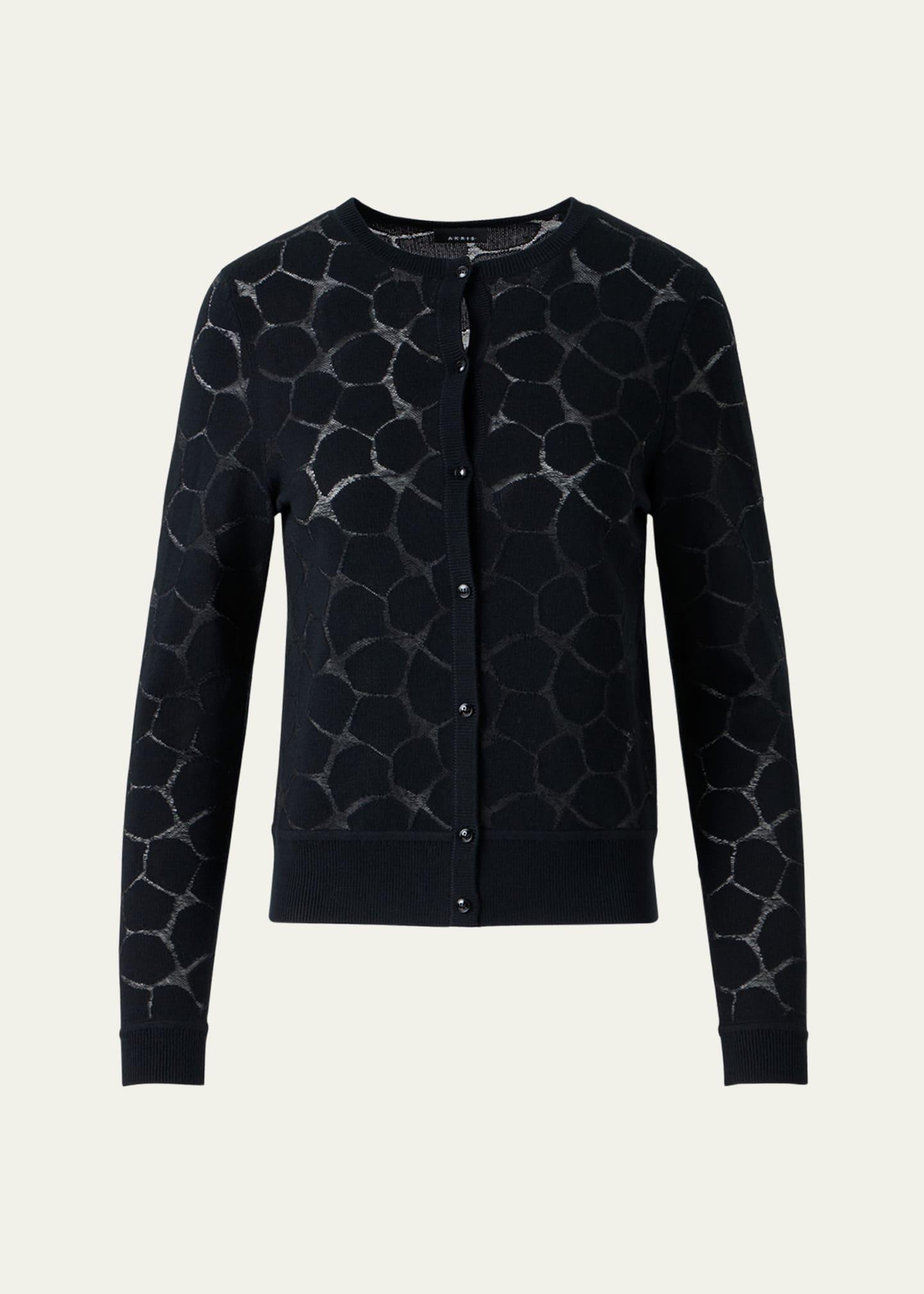 broken stone jacquard wool-silk cardigan