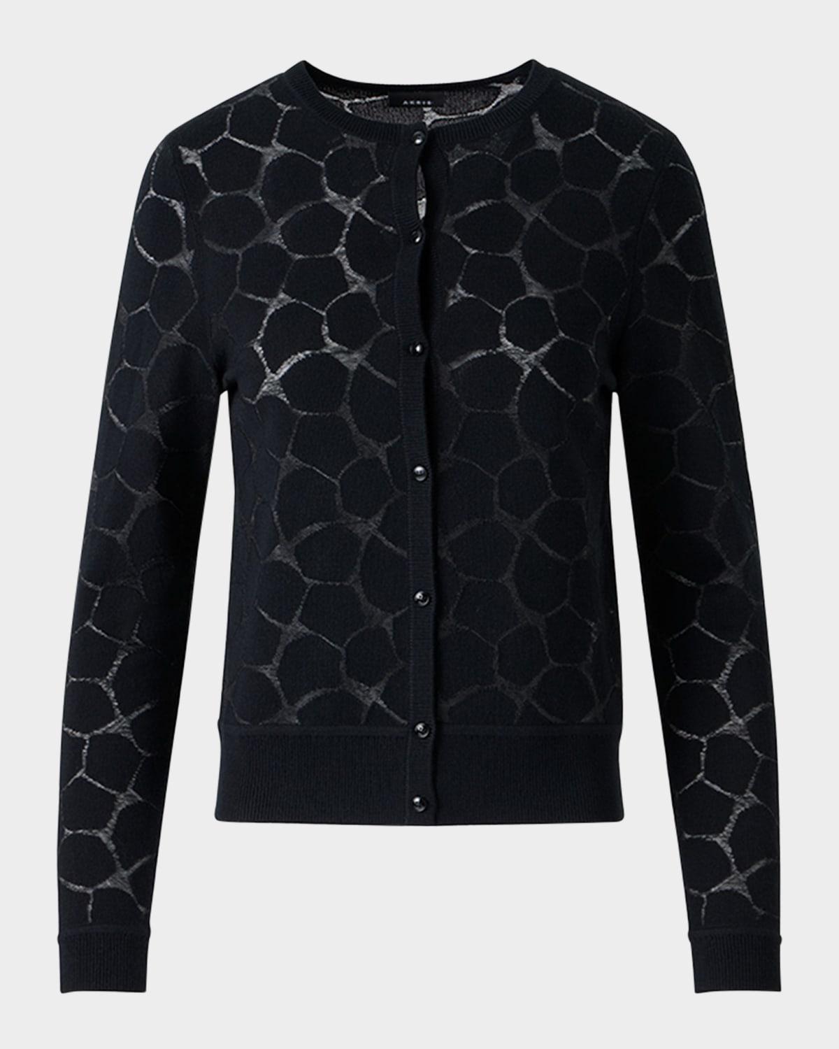 broken stone jacquard wool-silk cardigan