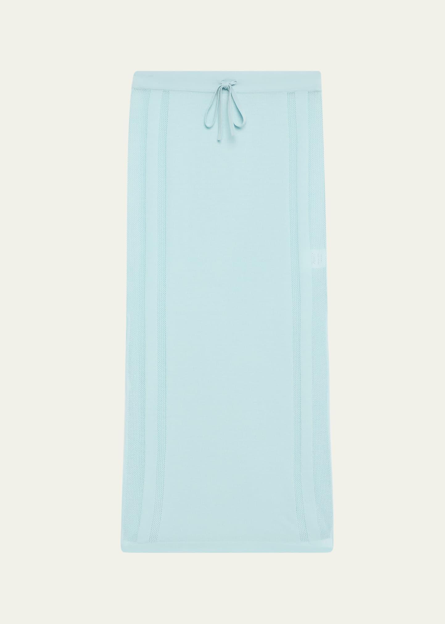 brompton drawstring pointelle cashmere midi skirt