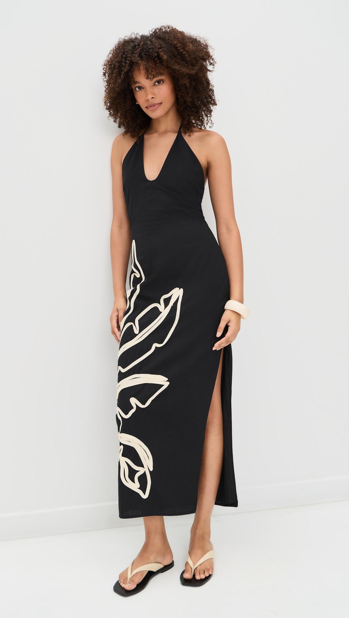 brontie keyhole halter midi dress