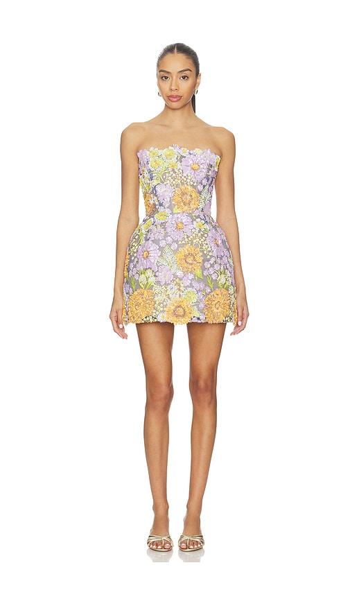 bronx and banco amalfi pailette liv strapless mini dress in pink, orange.