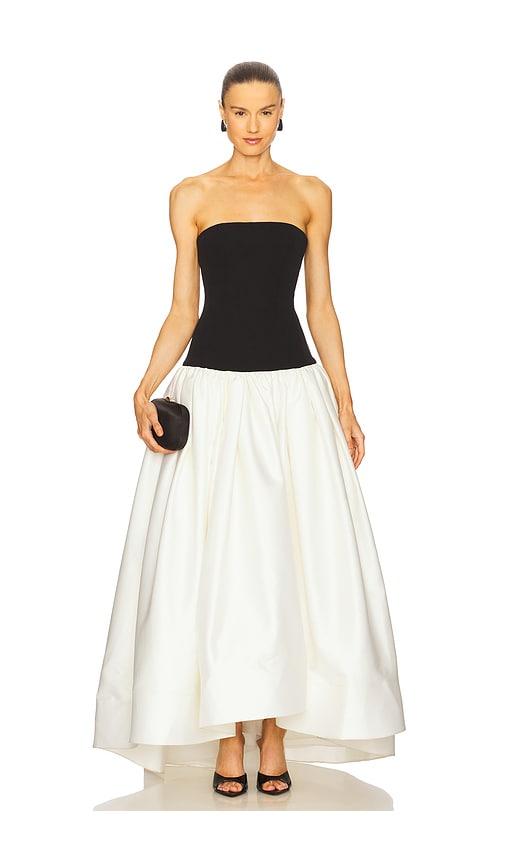 bronx and banco arlo strapless dress in white,black.