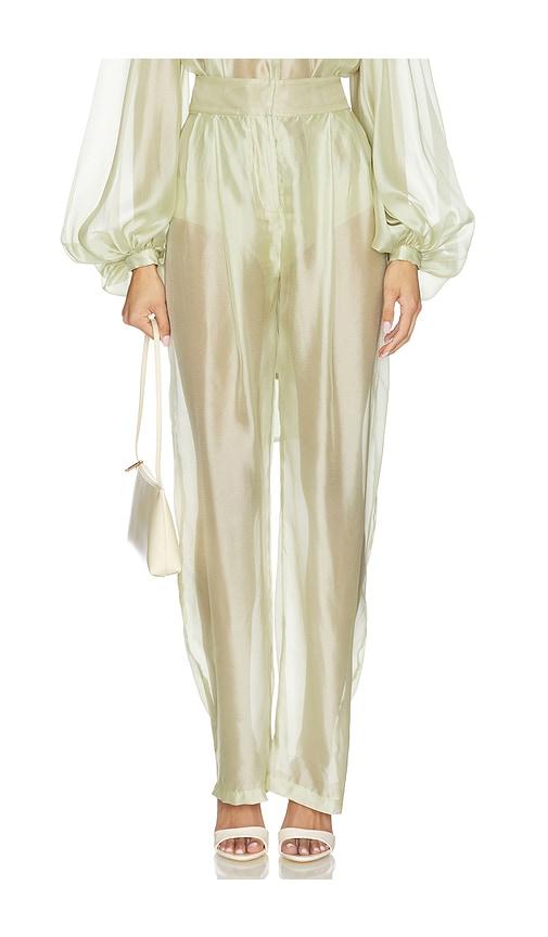 bronx and banco ashanti organza pant in sage.