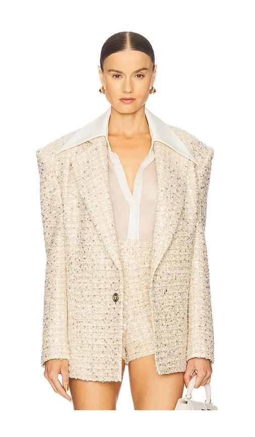 bronx and banco blake sequin blazer in ivory.