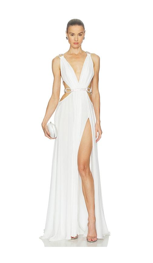 bronx and banco brielle diamond gown in white.