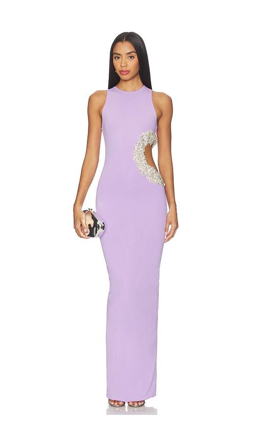 bronx and banco camila cutout maxi dress in purple.