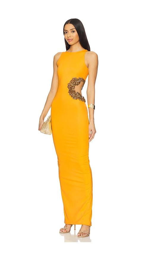 bronx and banco camila maxi dress in yellow.
