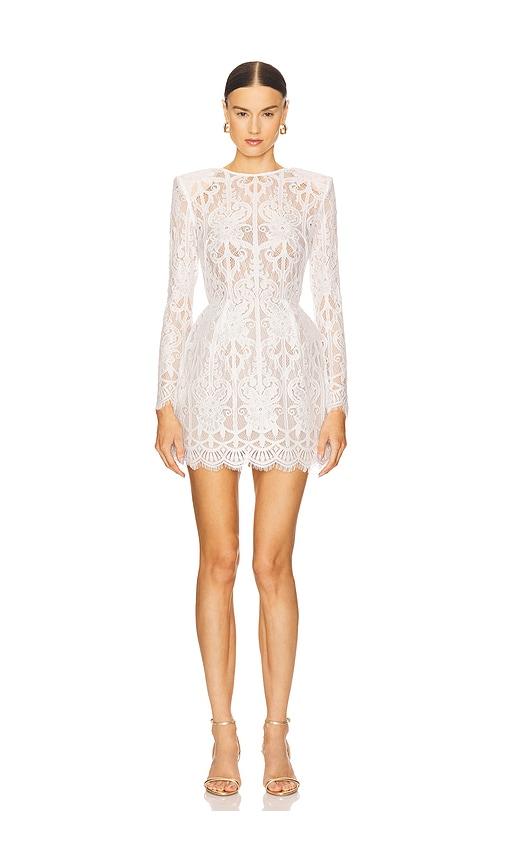 bronx and banco casey lace mini dress in white.
