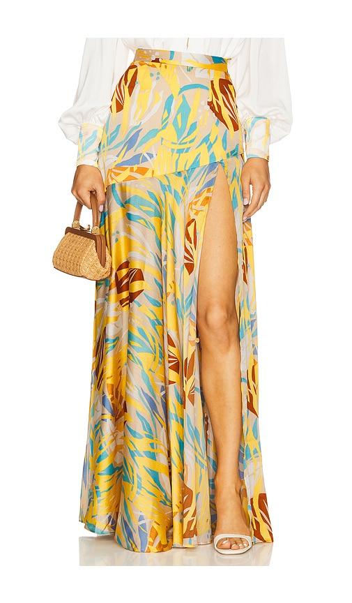 bronx and banco cleopatra isla maxi skirt in mustard.