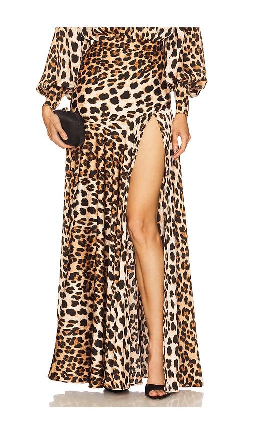 bronx and banco cleopatra leopard maxi skirt in brown.