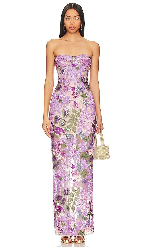 bronx and banco dahlia gown in lavender.