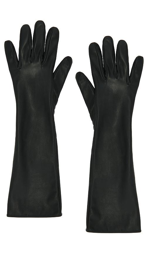 bronx and banco faux leather gloves in black.