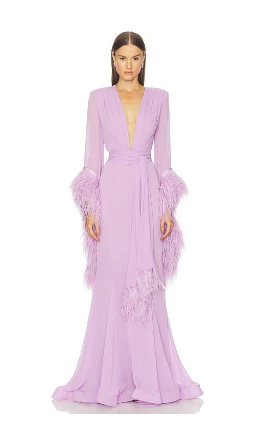 bronx and banco geisha v-neck maxi dress in lavender.