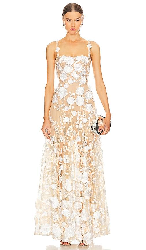 bronx and banco jasmine gown in cream.