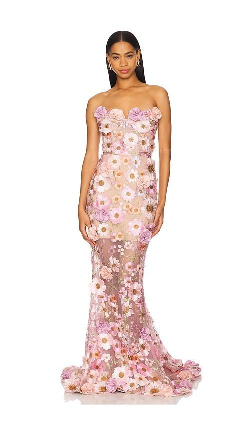 bronx and banco jasmine gown in pink.