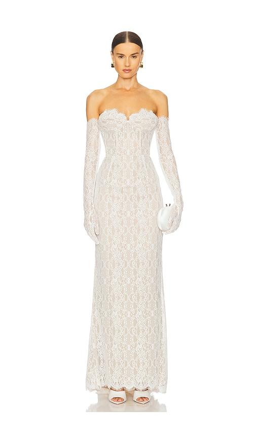 bronx and banco kiera gown in white.