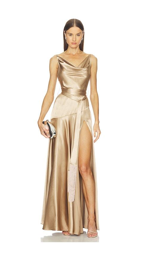 bronx and banco leo maxi dress in neutral.