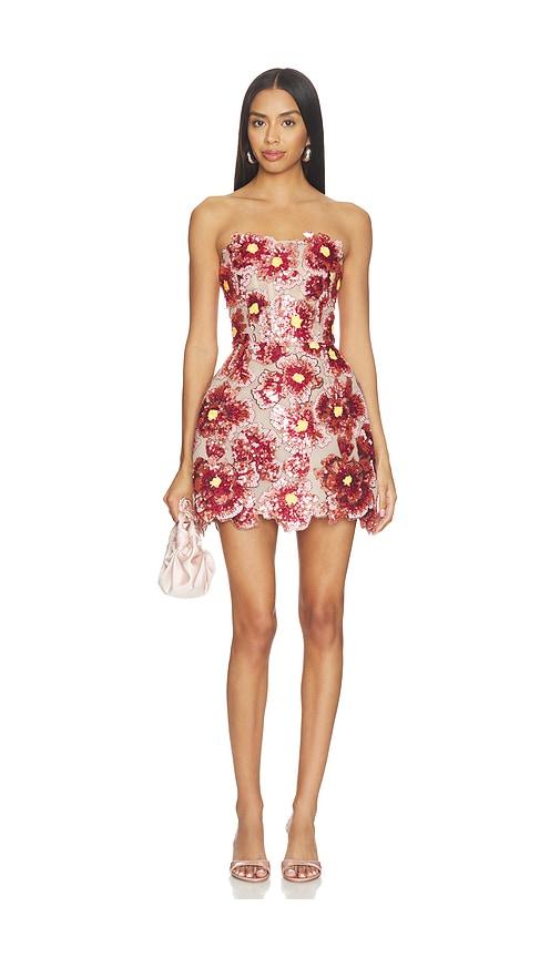 bronx and banco raspberry sequin maraya strapless mini dress in pink.