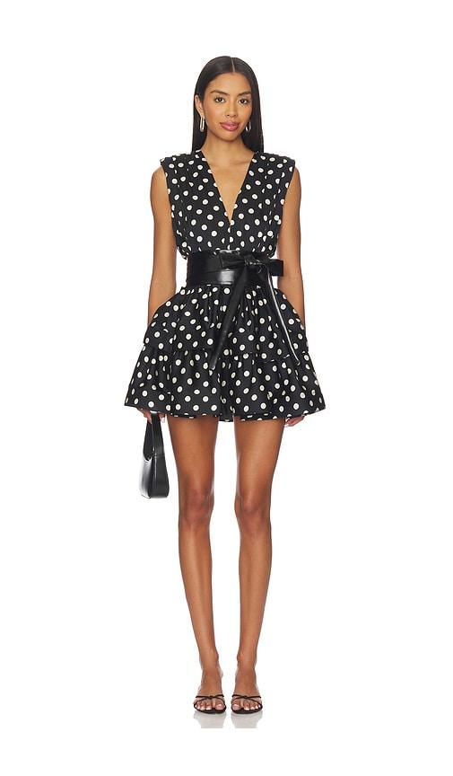 bronx and banco riley ruffle mini dress in black,white.