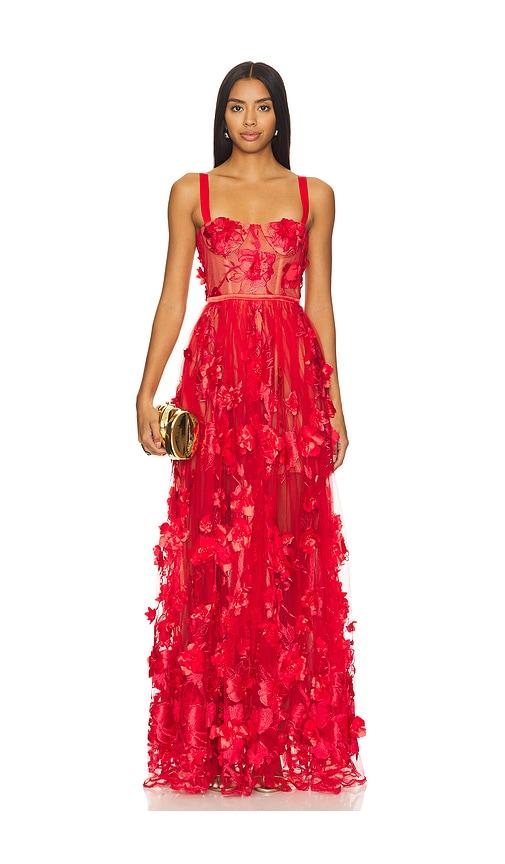 bronx and banco x revolve anastasia maxi dress in red.