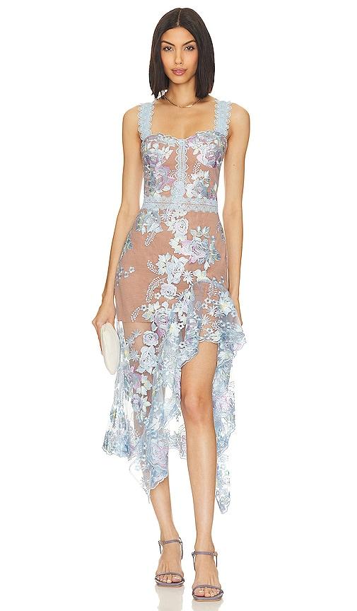 bronx and banco x revolve eva midi dress in baby blue.