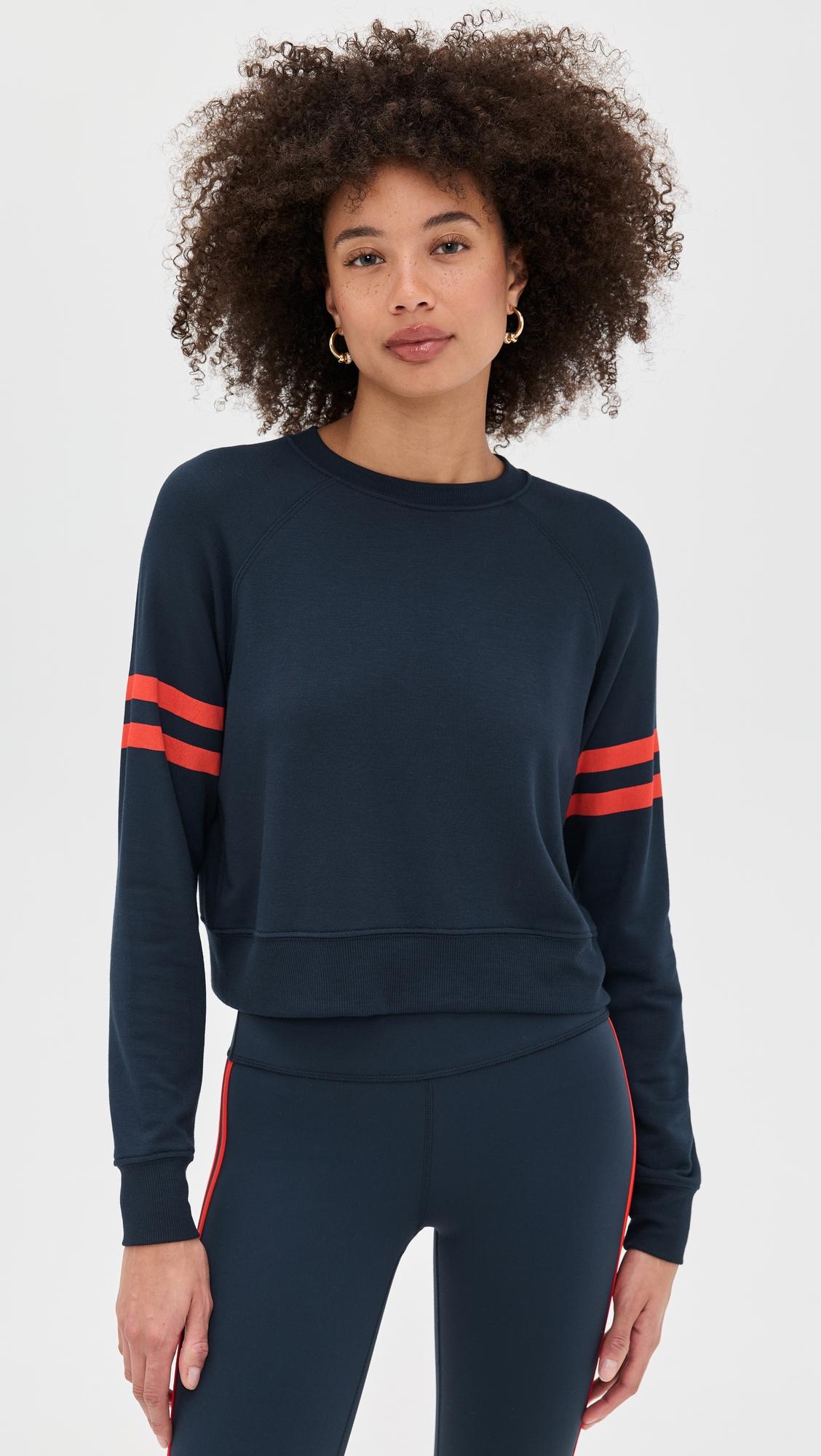 brooks stripe fleece sweatshirt