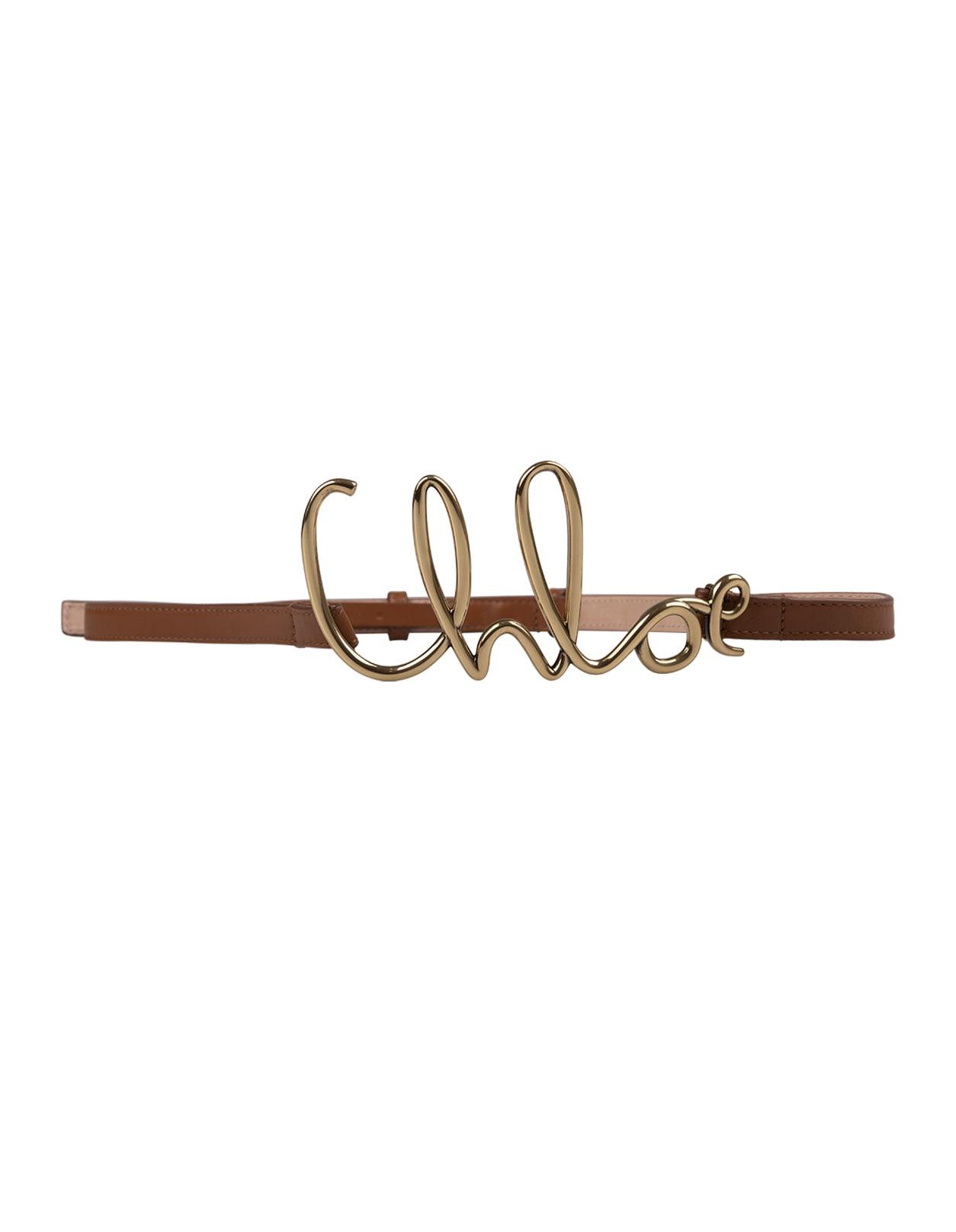 brown chloé iconic small belt