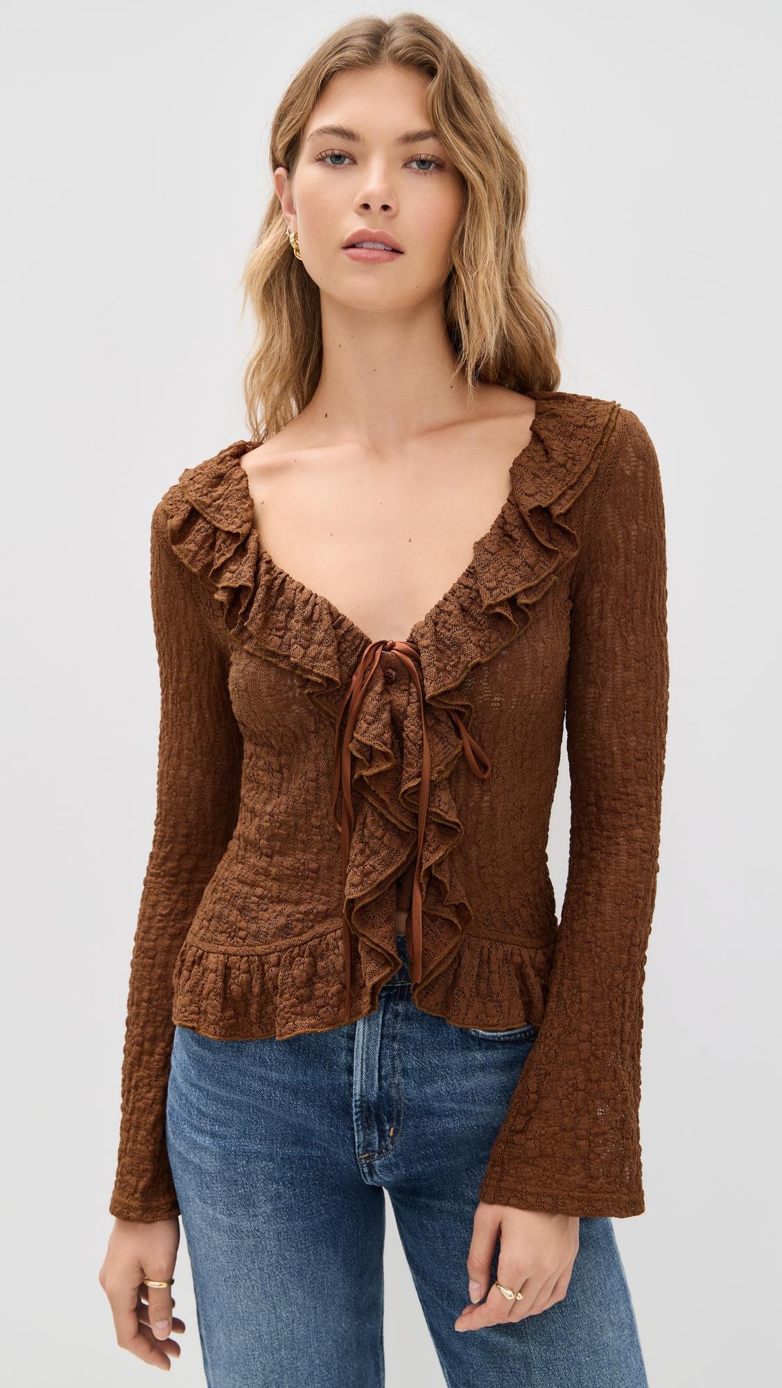 brown long sleeve blouse