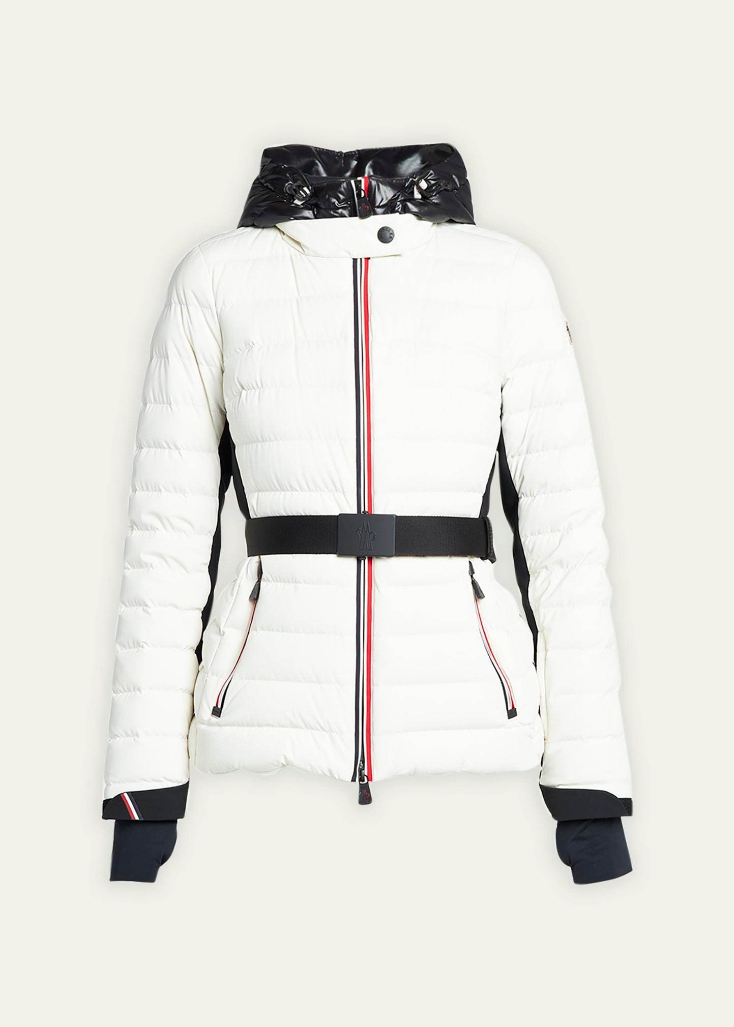 bruche contrast belted puffer jacket