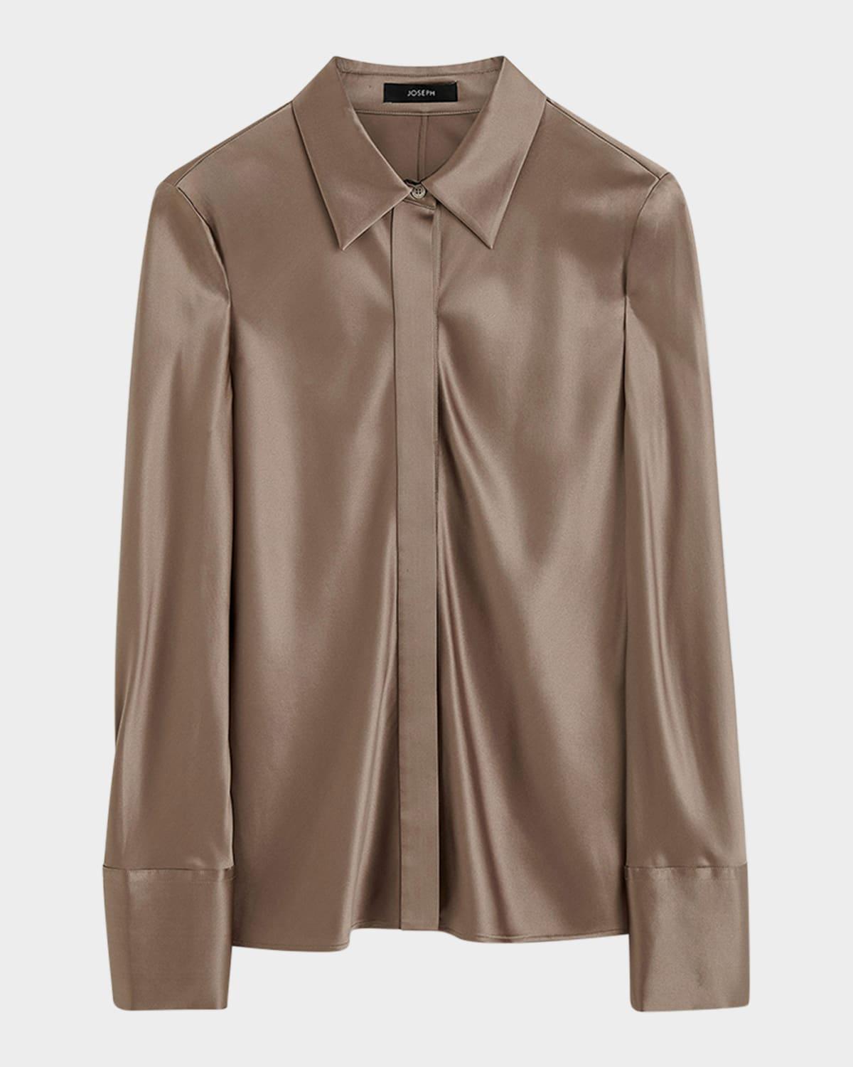 brunel button-down silk satin blouse