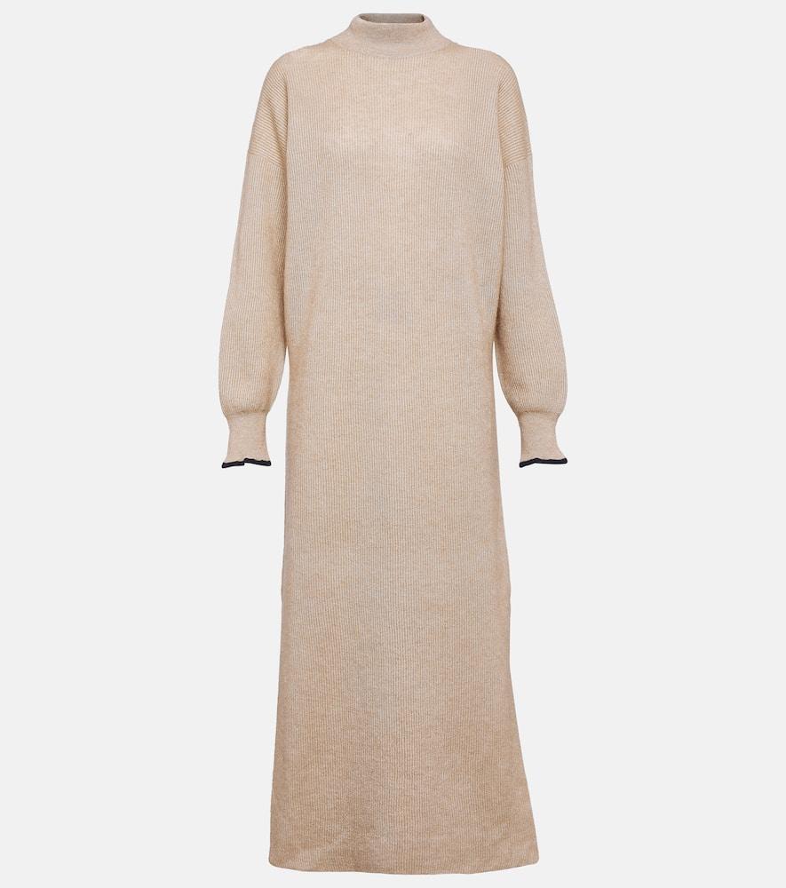 brunello cucinelli alpaca and cotton midi dress