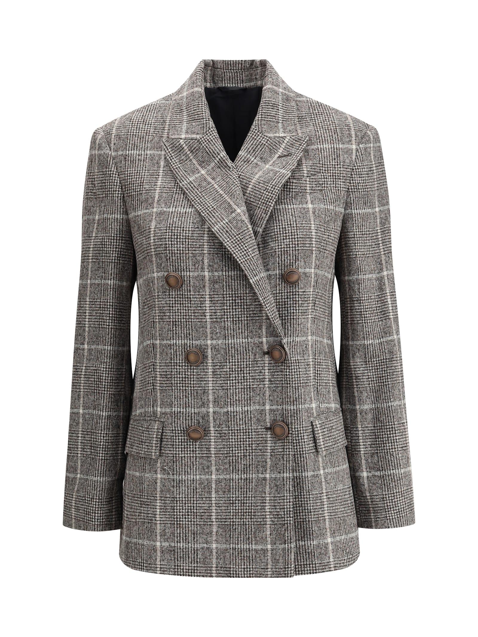 brunello cucinelli alpaca and wool prince de galles blazer