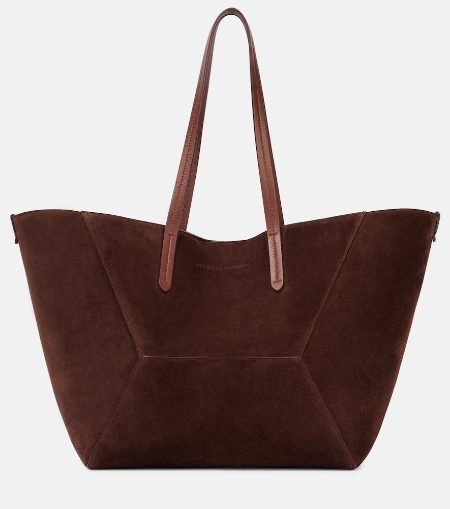 brunello cucinelli bc duo large suede tote bag