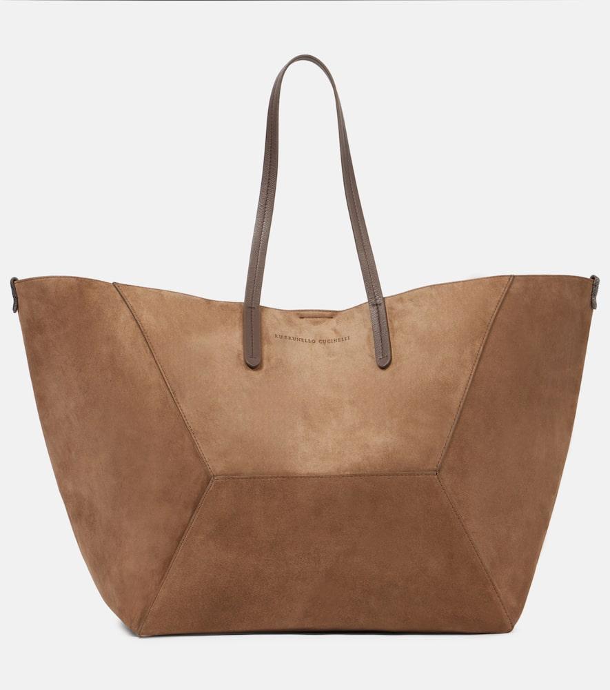 brunello cucinelli bc duo large suede tote bag