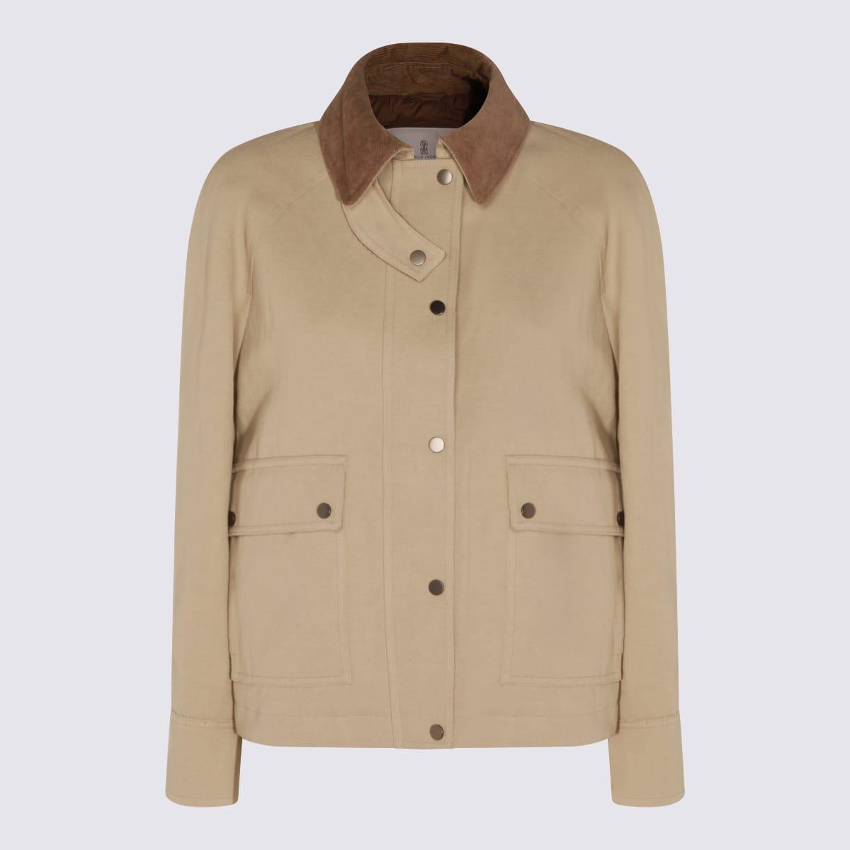 brunello cucinelli beige cotton casual jacket