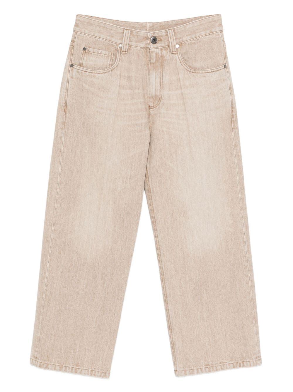 brunello cucinelli beige cotton five-pocket