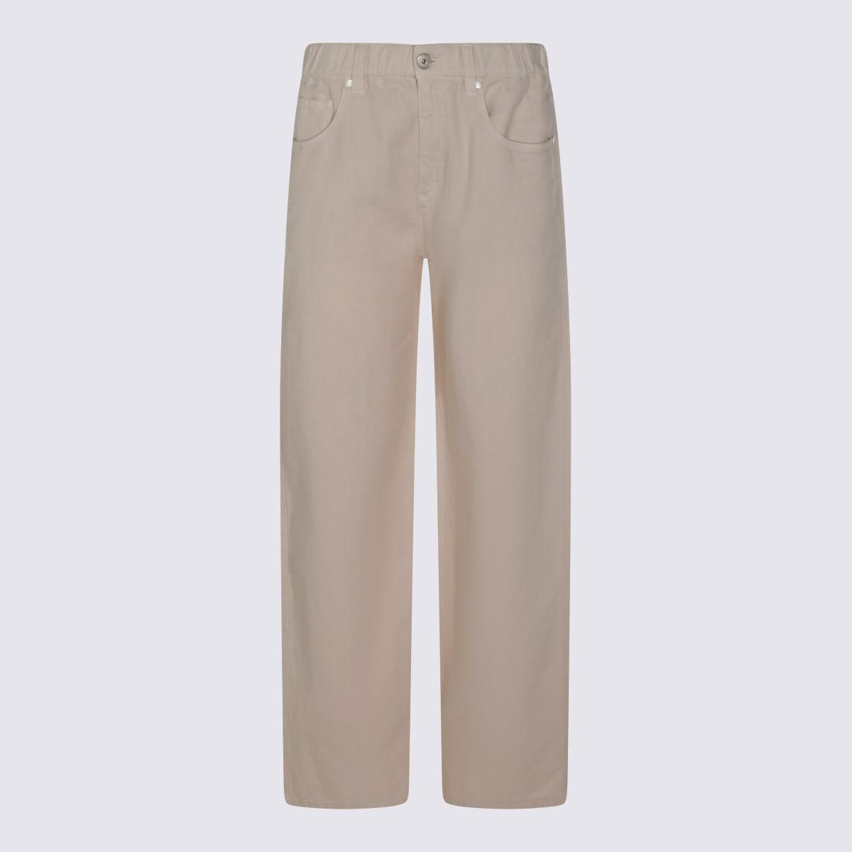 brunello cucinelli beige cotton jeans