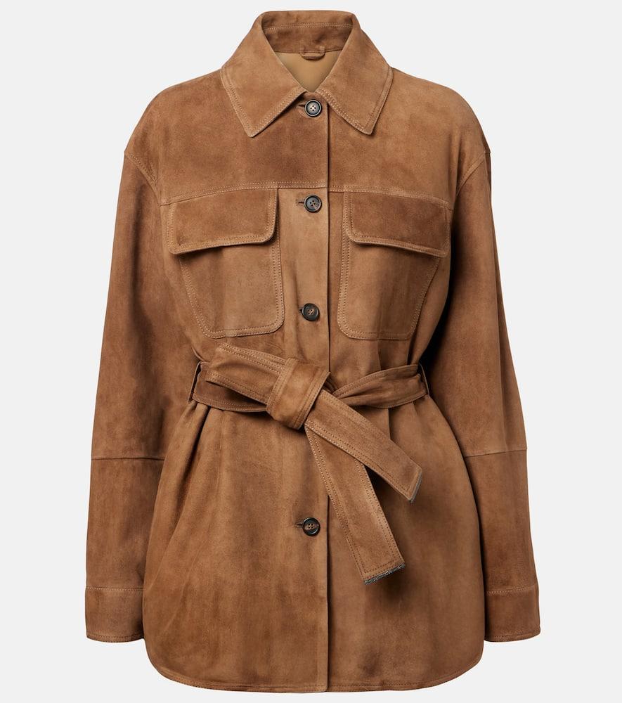 brunello cucinelli belted suede field jacket