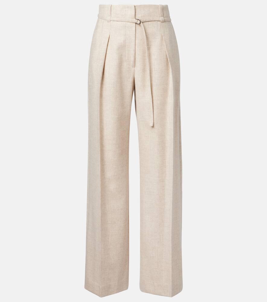 brunello cucinelli belted wool and cashmere wide