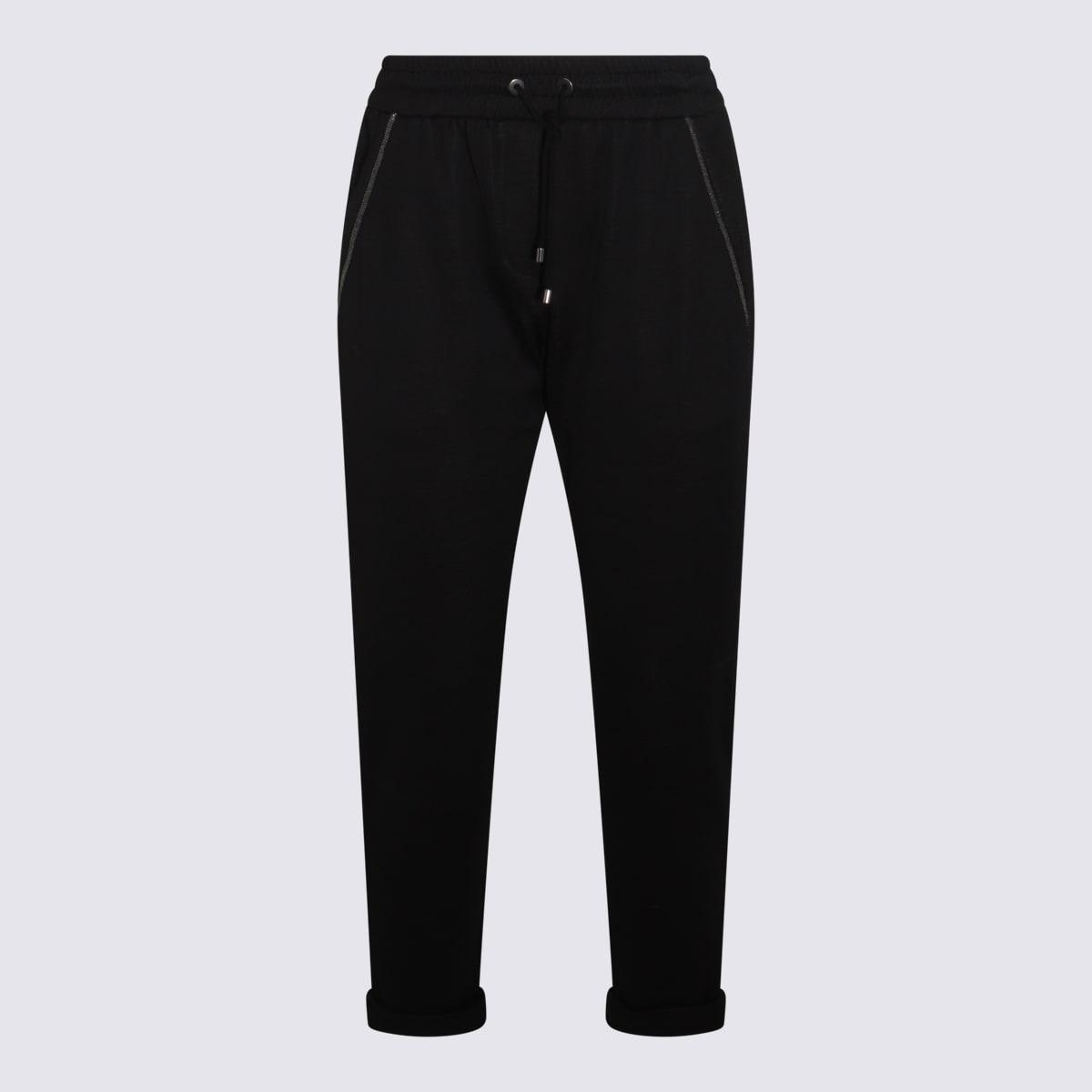 brunello cucinelli black cotton pants