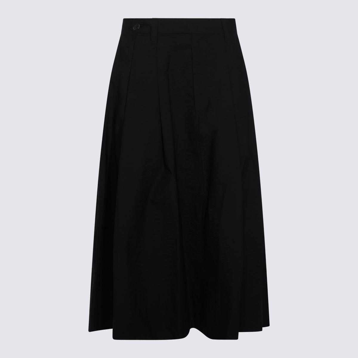 brunello cucinelli black midi cotton skirt