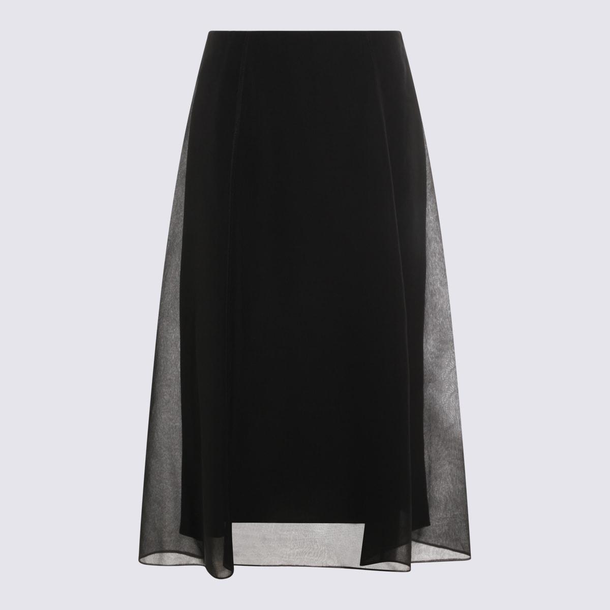 brunello cucinelli black silk skirt
