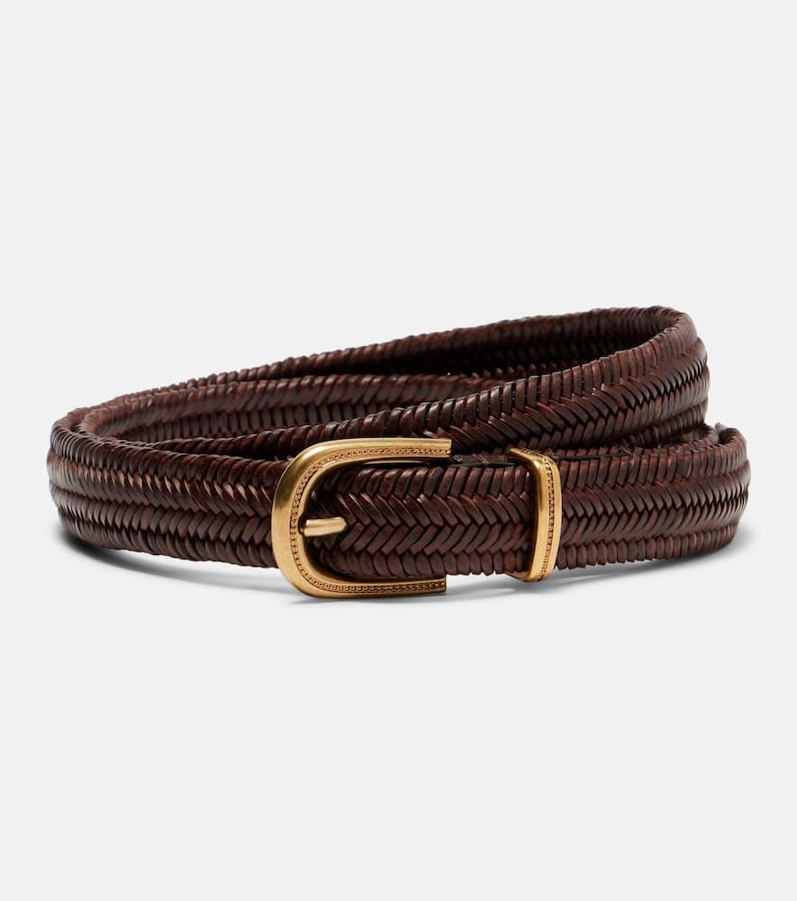 brunello cucinelli braided leather belt