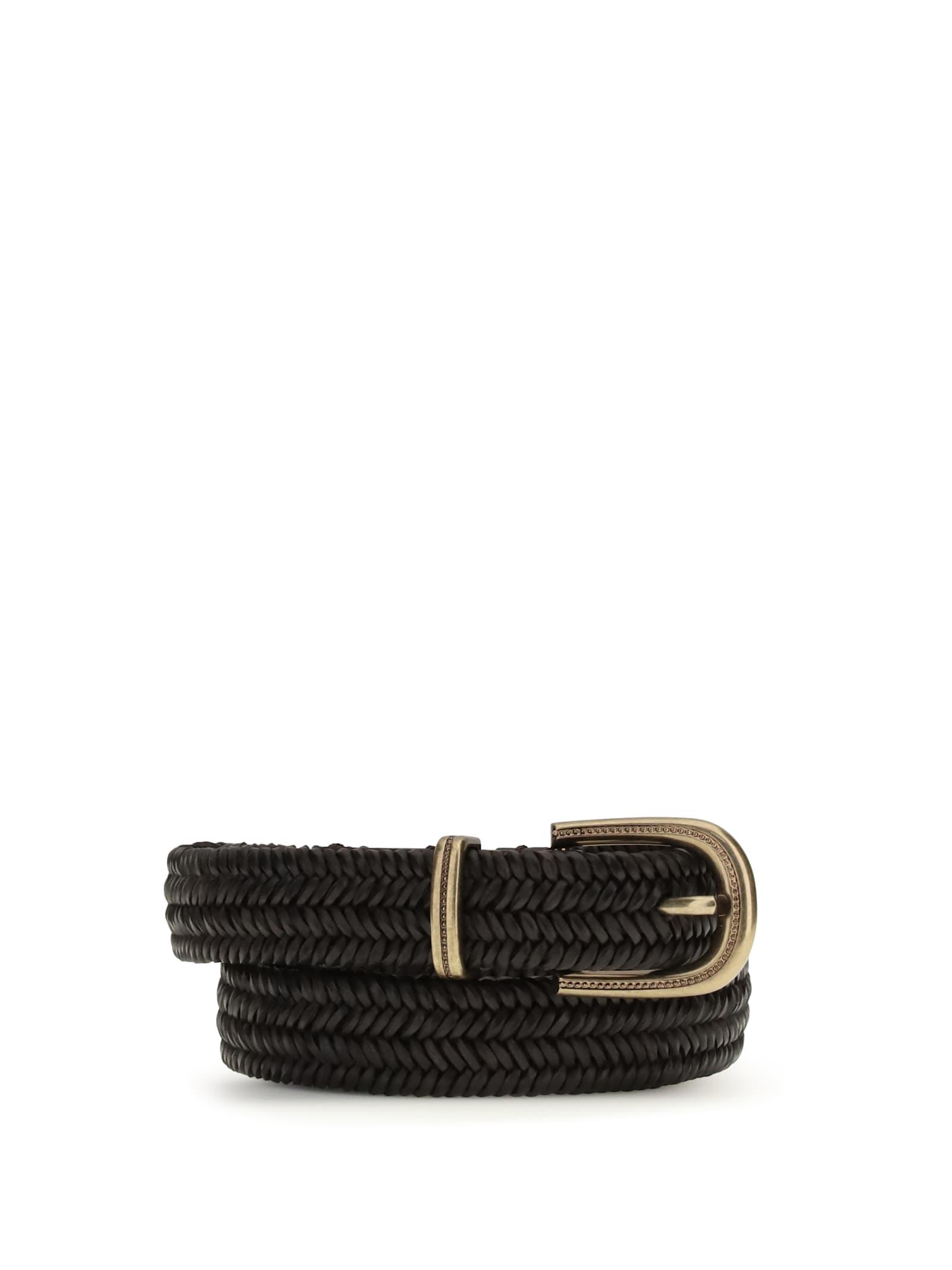 brunello cucinelli braided stretch leather belt