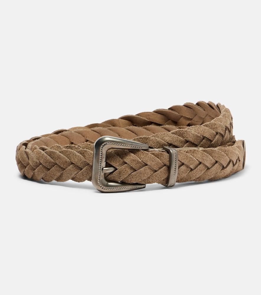 brunello cucinelli braided suede belt